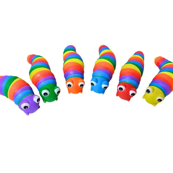 Actuating Fidget Toy Caterpillar Worm Slug, Rainbow, 7-Inches Long ...
