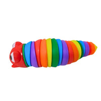 Actuating Fidget Toy Caterpillar Worm Slug, Rainbow, 7-Inches Long,