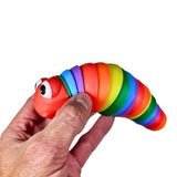 Actuating Fidget Toy Caterpillar Worm Slug, Rainbow, 7-Inches Long,